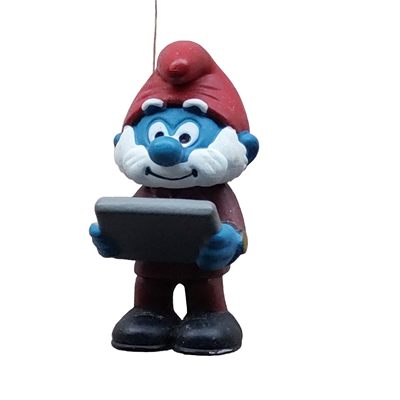 Manager grote smurf met laptop