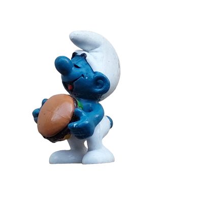 Smurf met hamburger