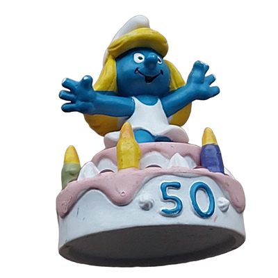 Surprise smurfin in taart
